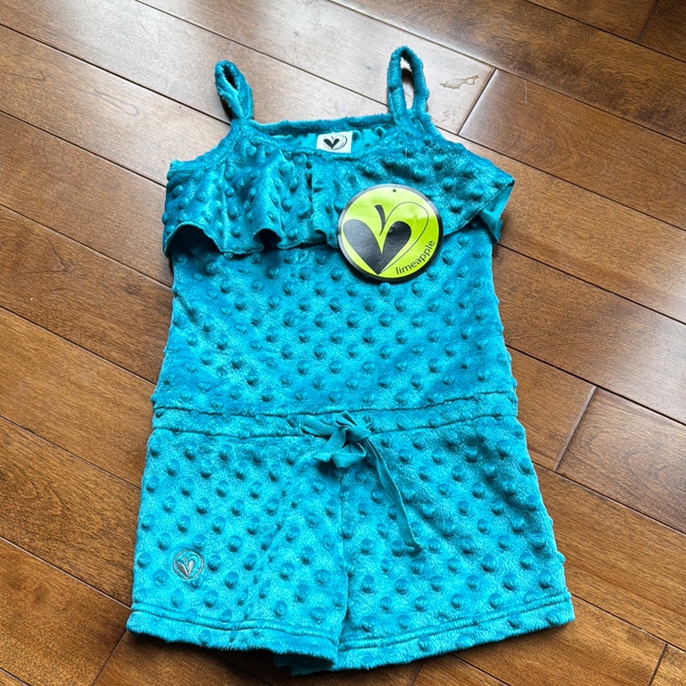 Blue Textured Sleeveless Romper